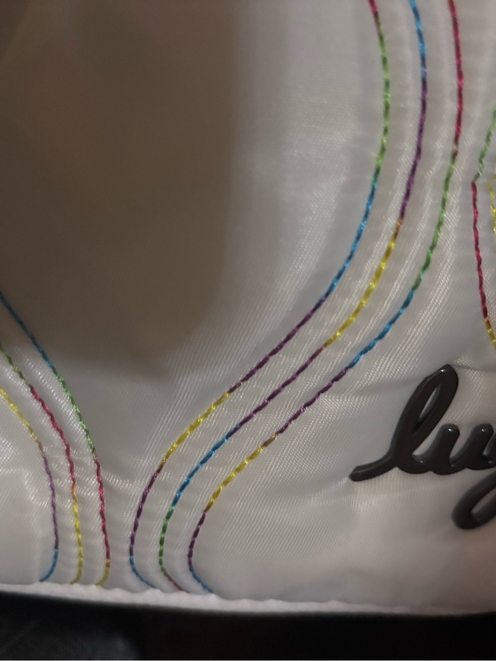lug White Crossbody Bag with Rainbow Stitching